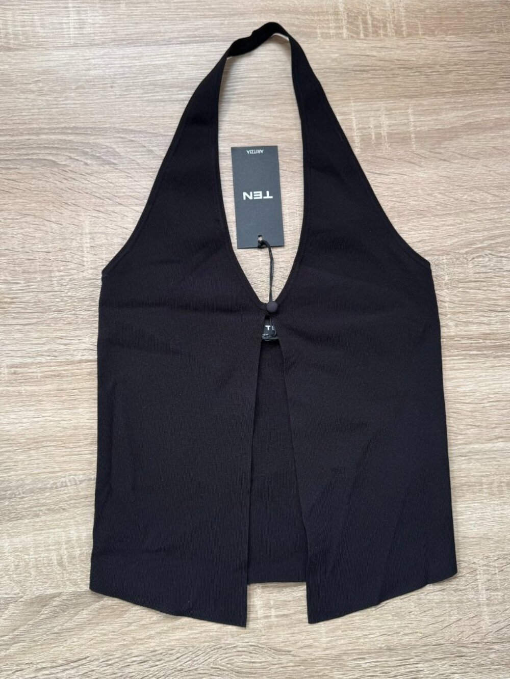 NWT Aritzia Ten Midnight Knit Halter Top Black XS